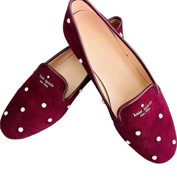 Kate Spade Claudia Pearl Flats, Deep Berry, size 8. - Picture 5 of 9